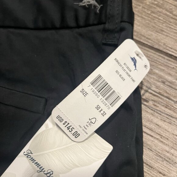 Tommy Bahama Pants Boracay Solid Flat Front Black BT115496 50x32 50 Waist NWT - Picture 2 of 9